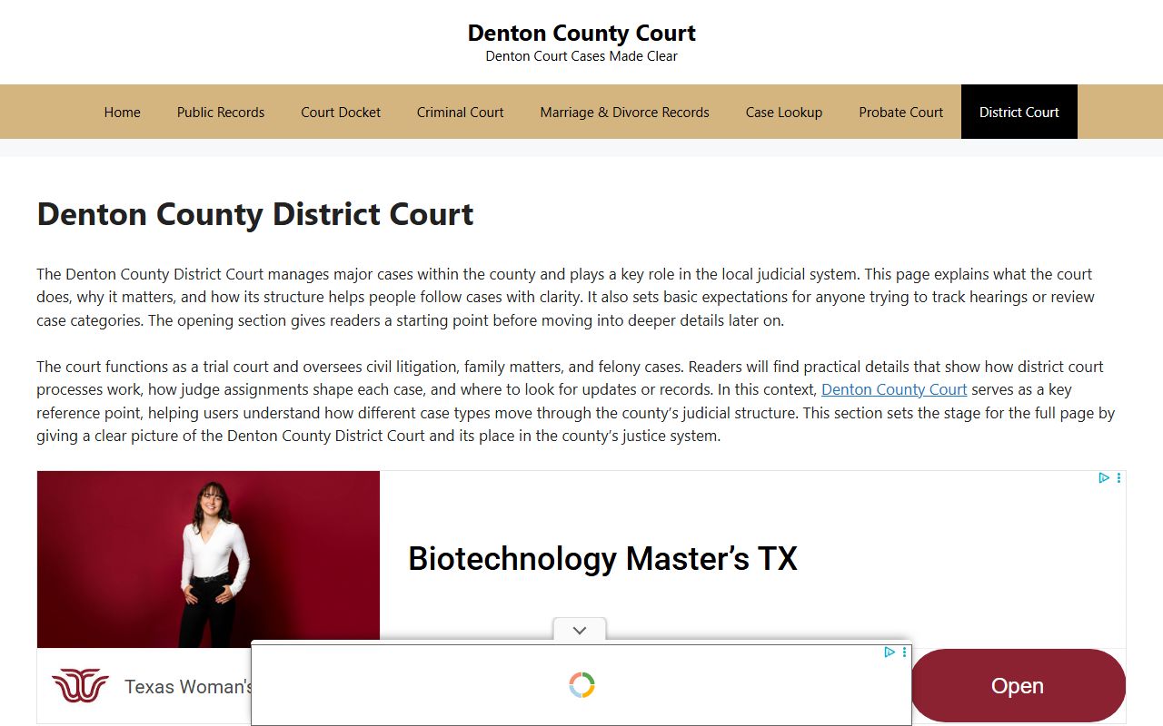 Denton County District Court criminal records search portal