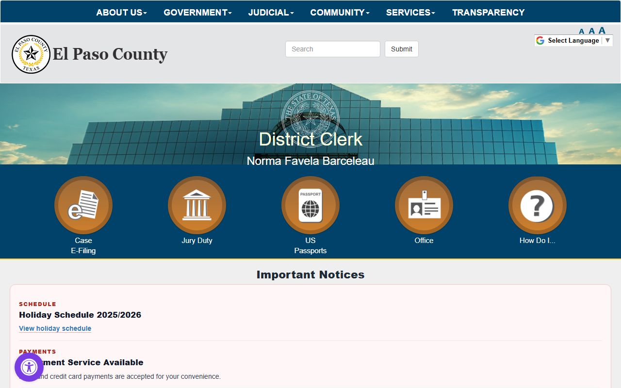 El Paso County District Clerk criminal court records portal