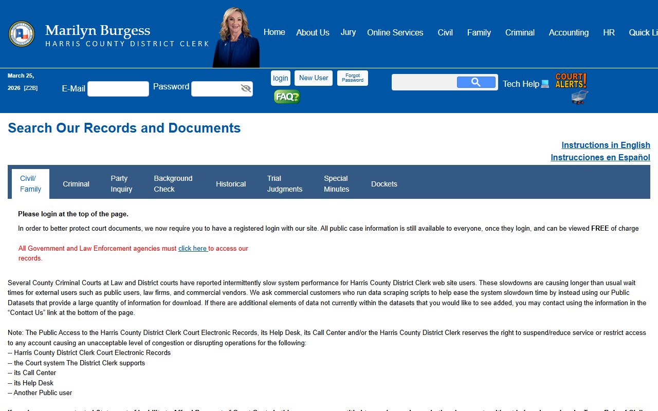Harris County District Clerk Criminal Court Records Search