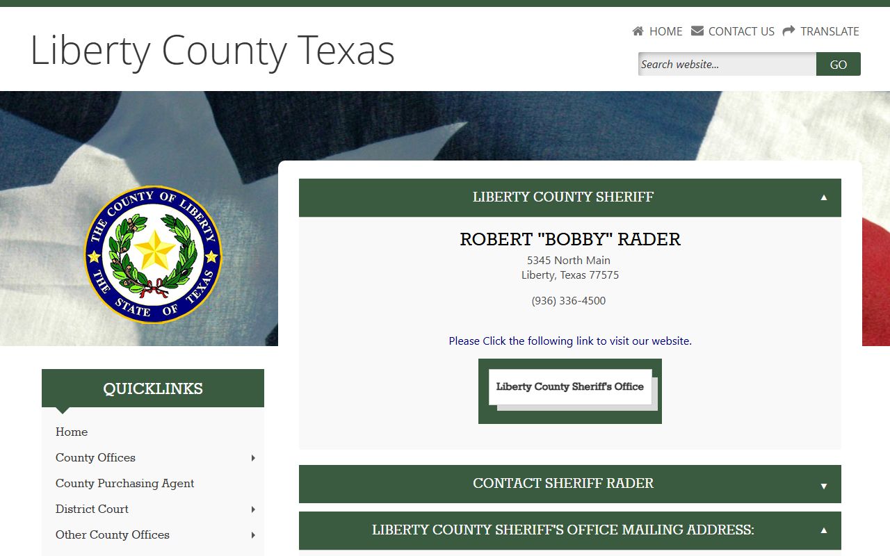 Liberty County Sheriff's Office page