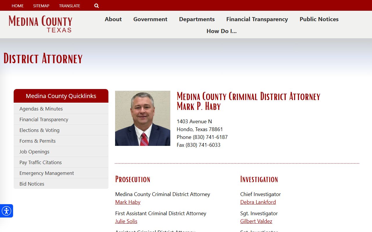 Medina County District Attorney office Hondo Texas criminal prosecutions