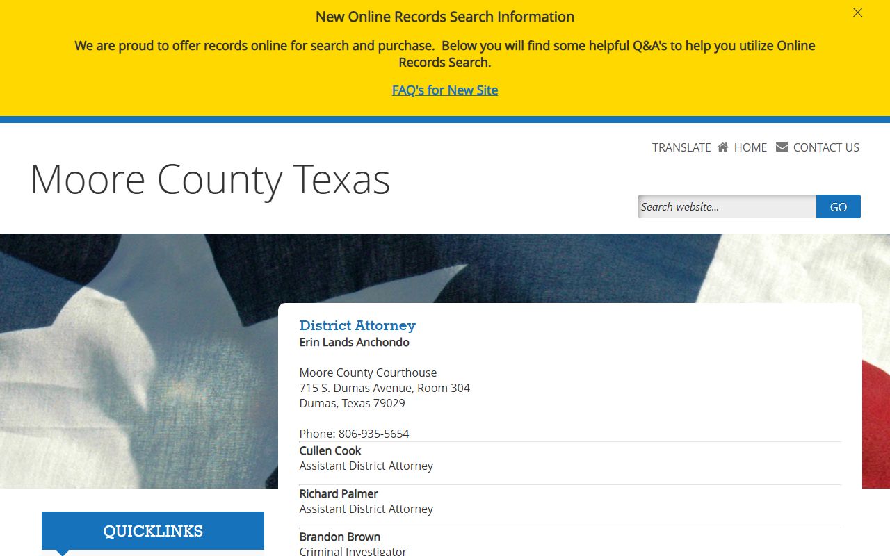 Moore County District Attorney office for criminal prosecutions