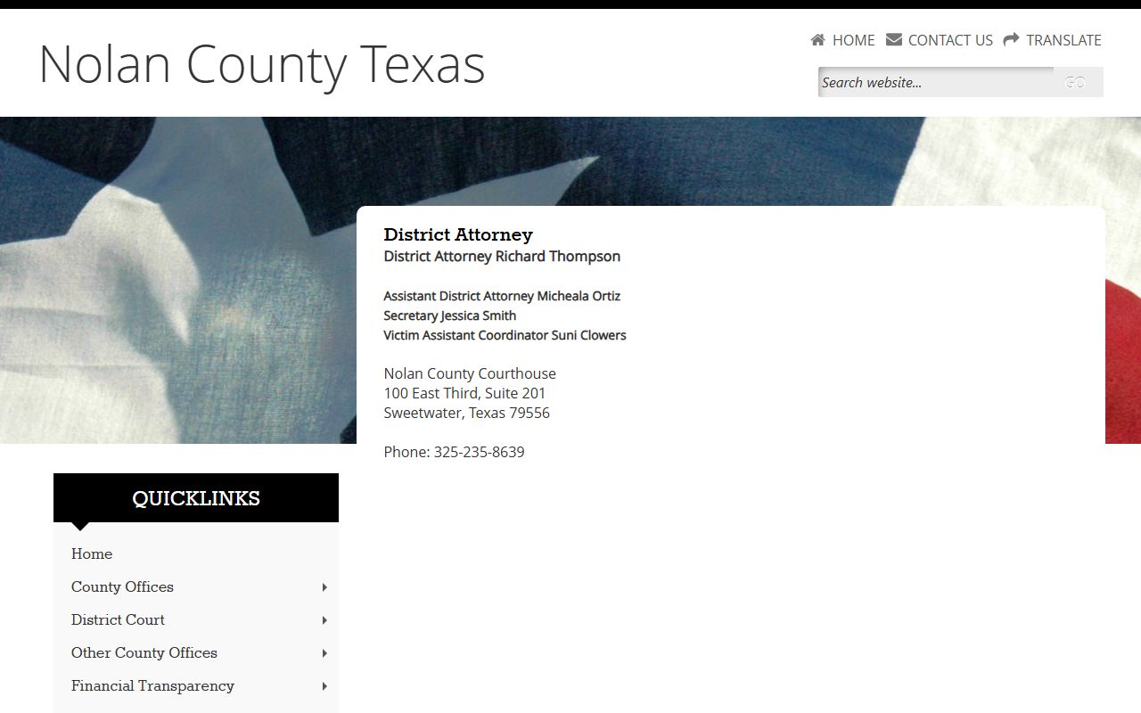 Nolan County District Attorney office in Sweetwater Texas