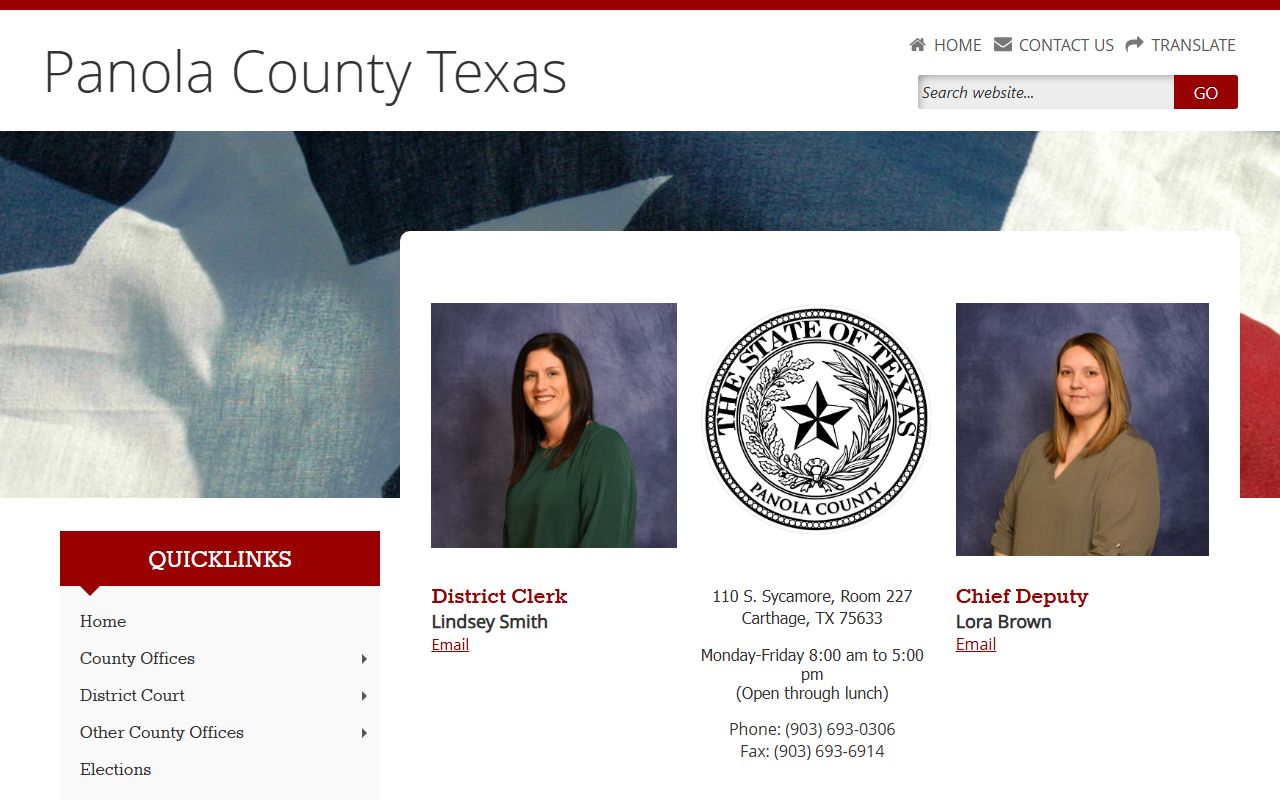 Panola County District Clerk office in Carthage Texas