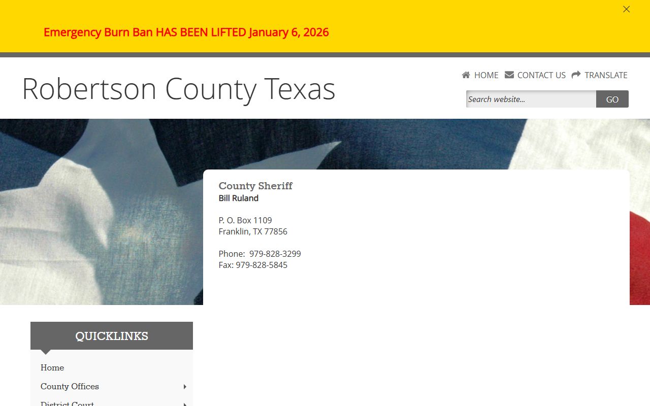 Robertson County Sheriff's Office for arrest records