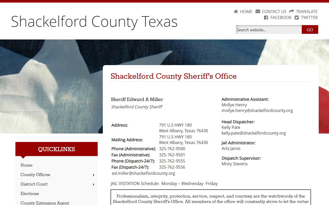 Shackelford County Sheriff's Office page