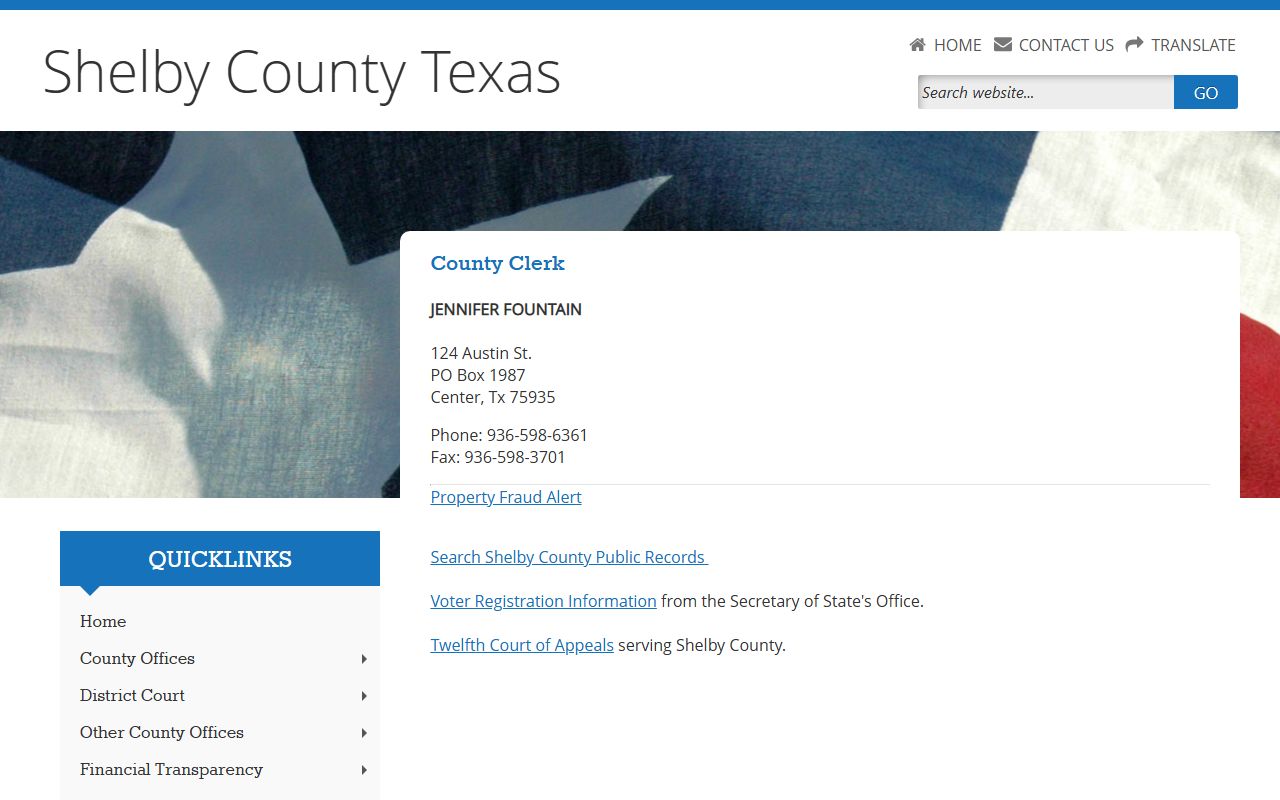 Shelby County Clerk office page
