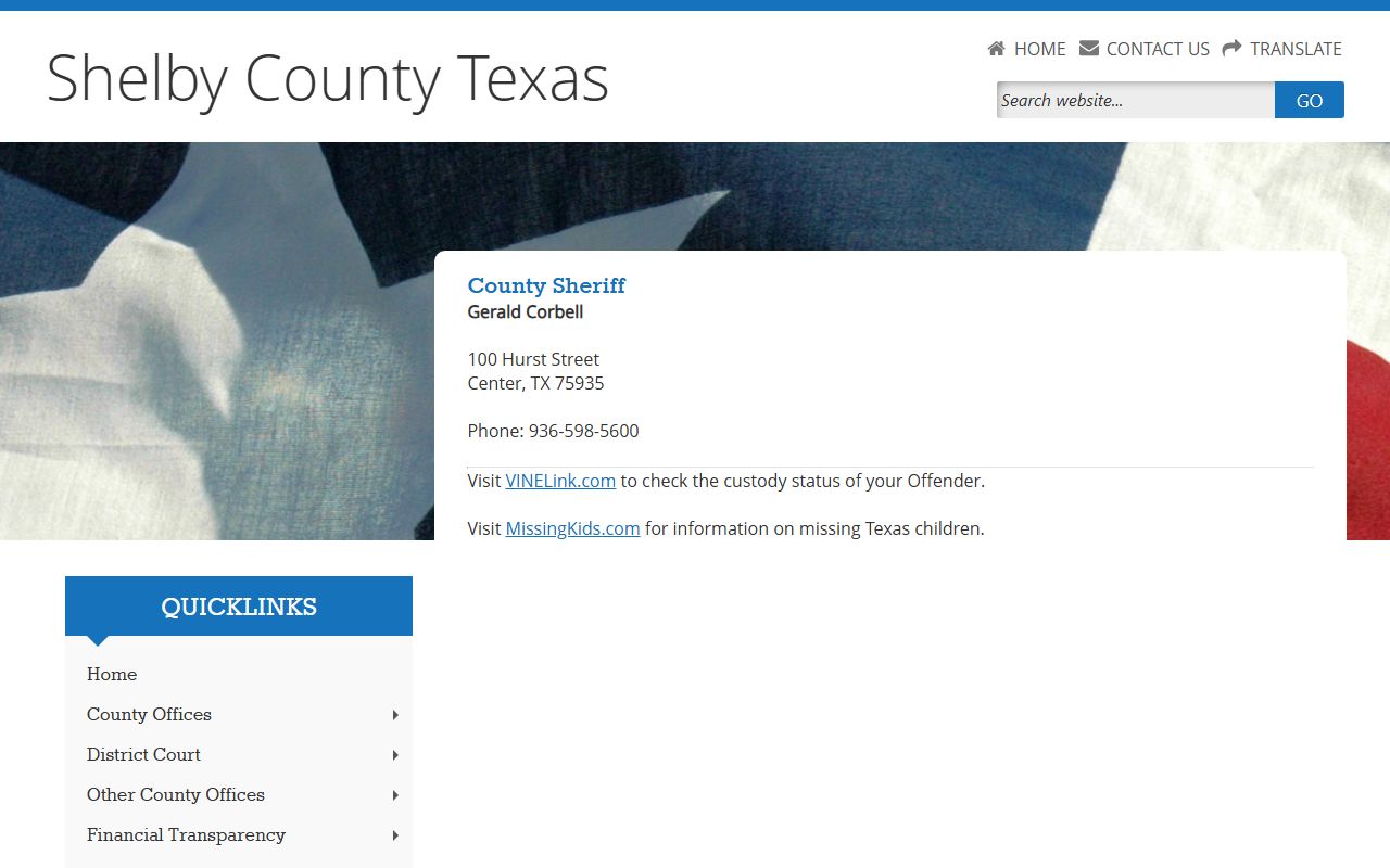Shelby County Sheriff's Office page