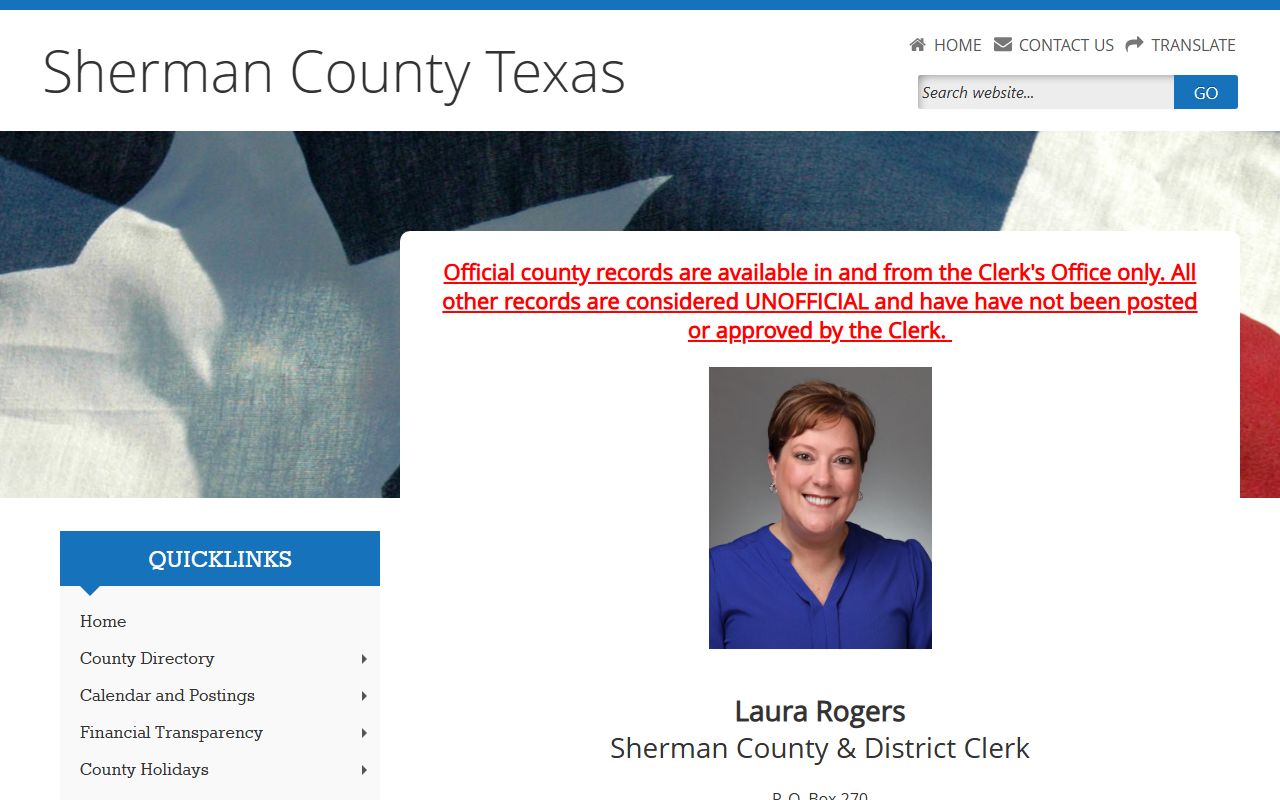 Sherman County Clerk office page