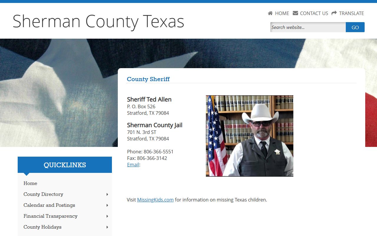 Sherman County Sheriff's Office page