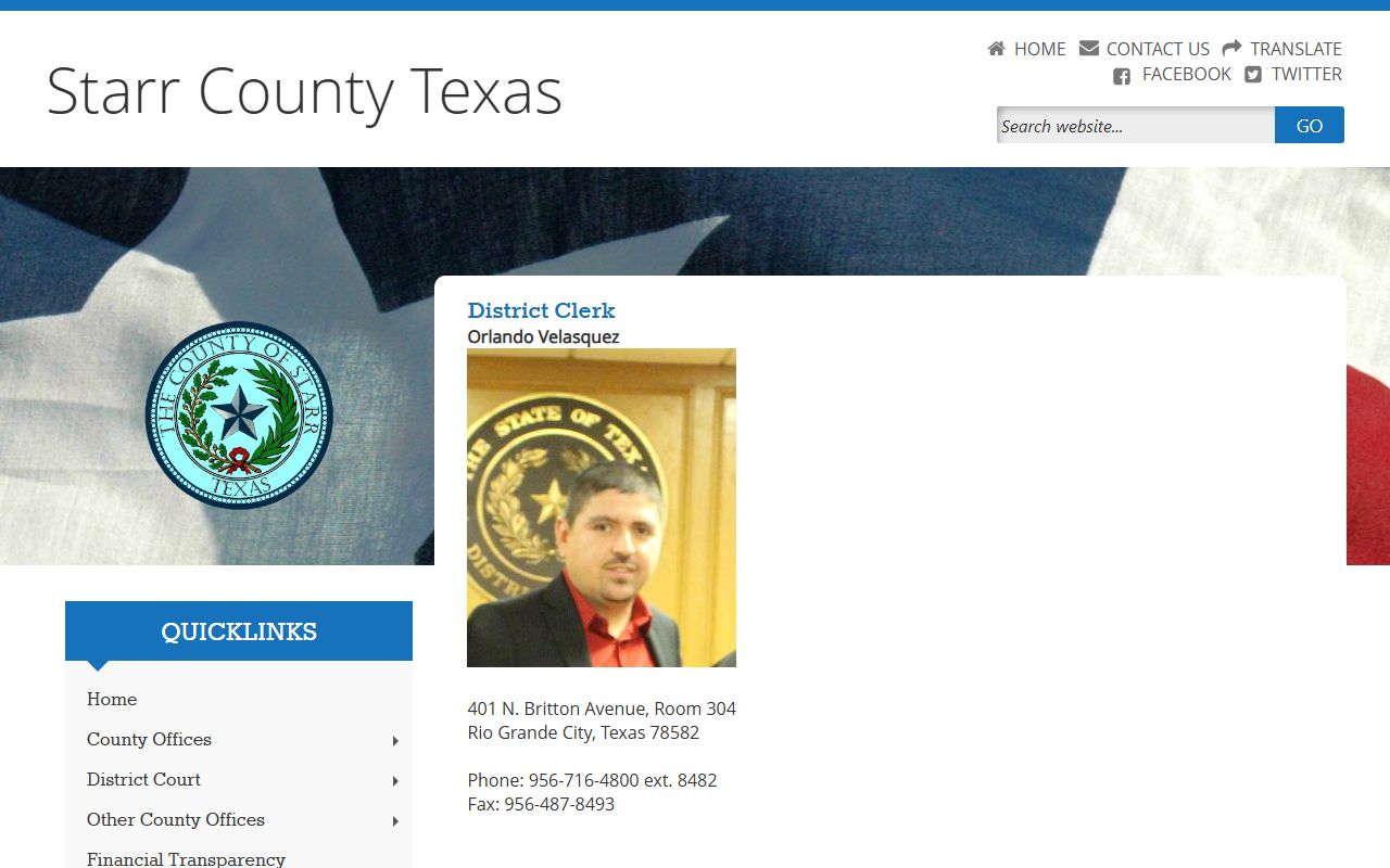 Starr County District Clerk office page