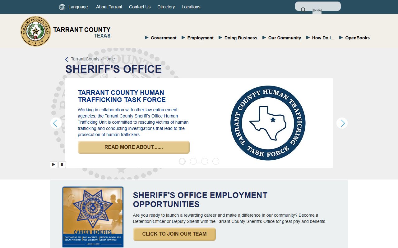 Tarrant County Sheriff's Office which maintains arrest records