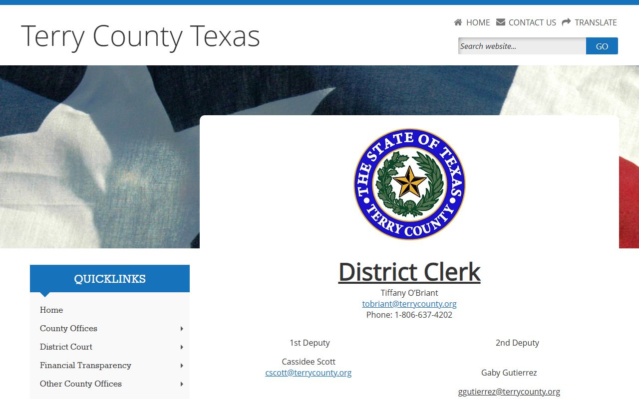 Terry County District Clerk office in Brownfield Texas