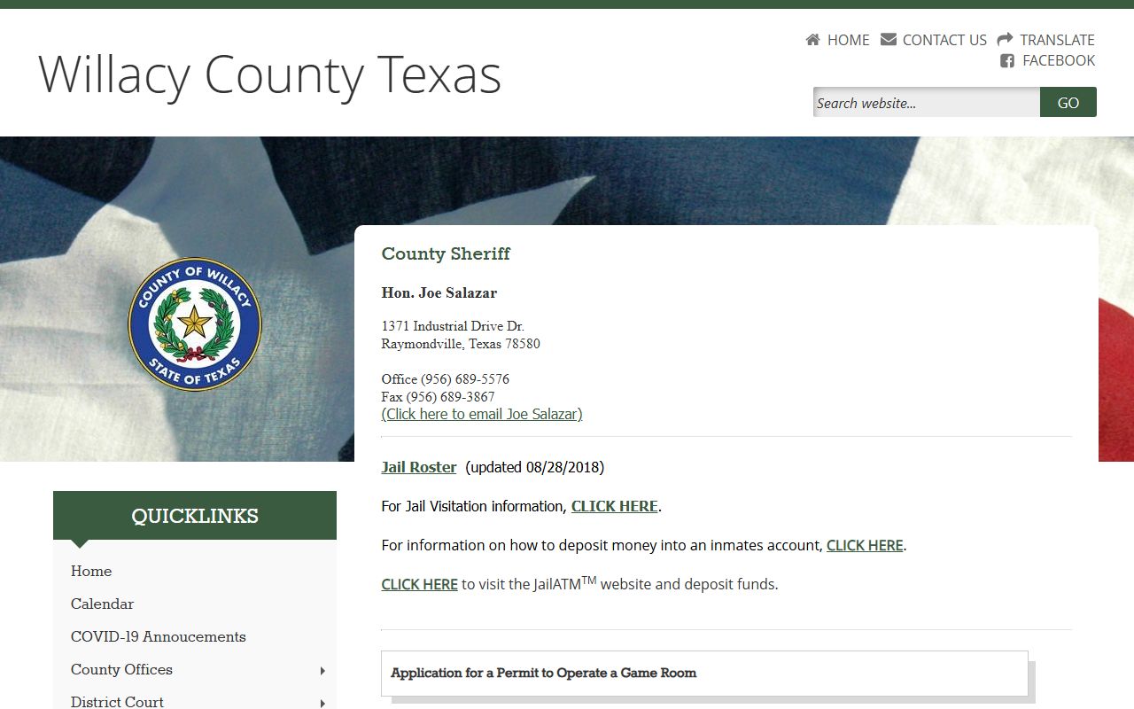 Willacy County Sheriff Office Raymondville Texas arrest records