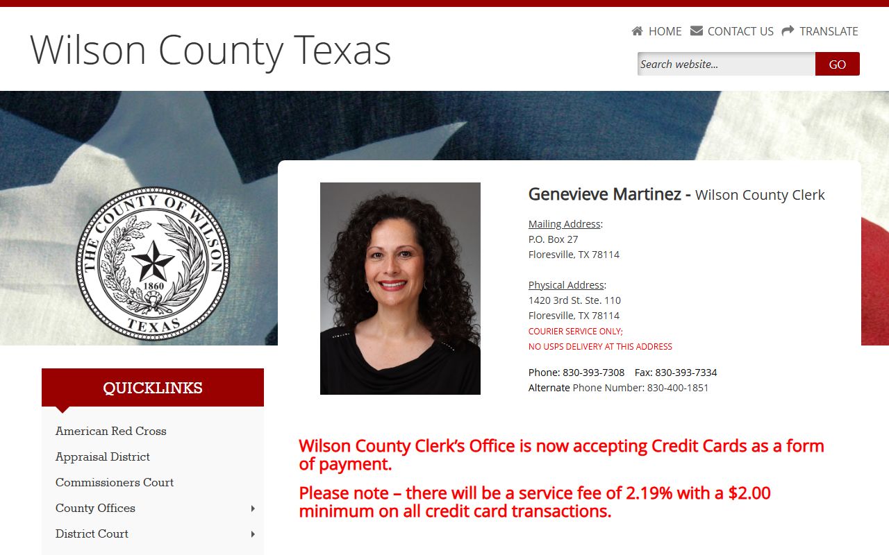 Wilson County Clerk office Floresville Texas misdemeanor criminal records